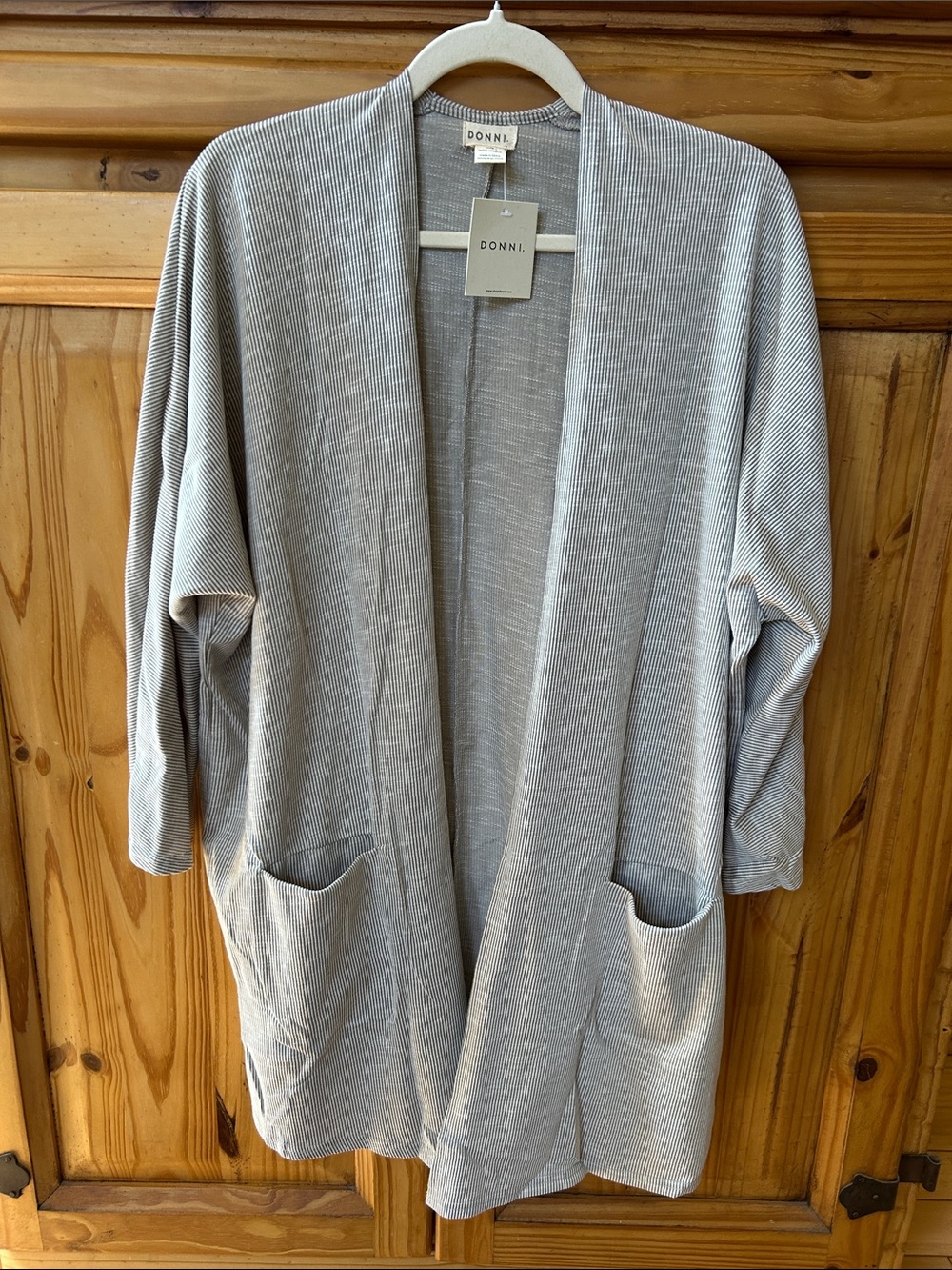 DONNI.‎ Heather Gray Open Ribbed Cardigan with Pockets NWT